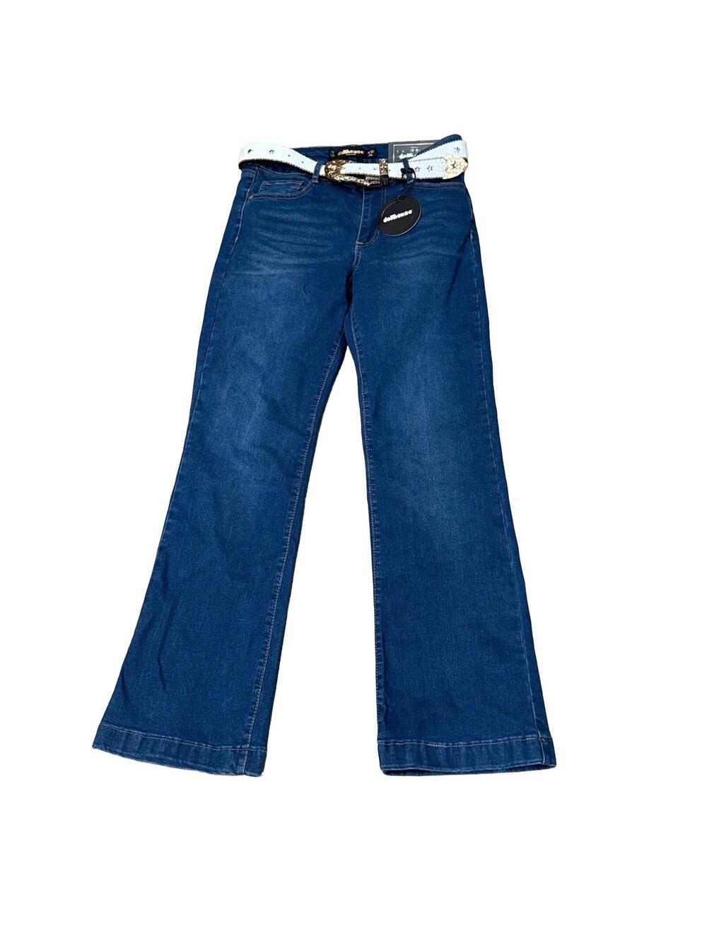 NWT Dollhouse Flare Jeans Belted dark Blue Jrs 11/12 Coastal Cowgirl Western